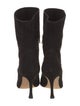 Manolo Blahnik Suede Leather Trim Embellishment Sock Boots