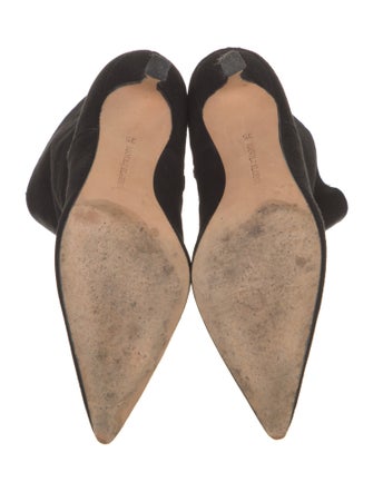 Manolo Blahnik Suede Leather Trim Embellishment Sock Boots