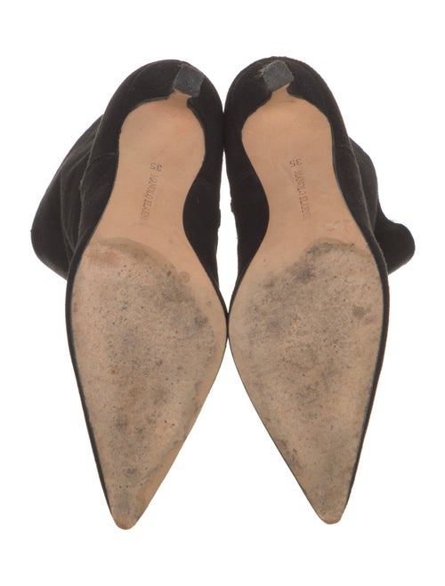 Manolo Blahnik Suede Leather Trim Embellishment Sock Boots