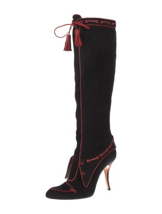 Manolo Blahnik Suede Lace-Up Boots