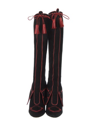 Manolo Blahnik Suede Lace-Up Boots