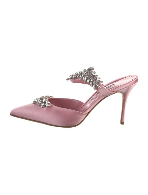 Manolo Blahnik Velvet Crystal Embellishments Mules