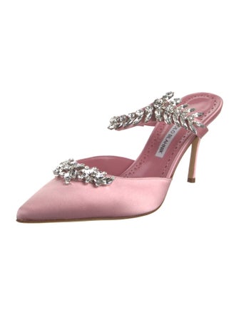 Manolo Blahnik Velvet Crystal Embellishments Mules