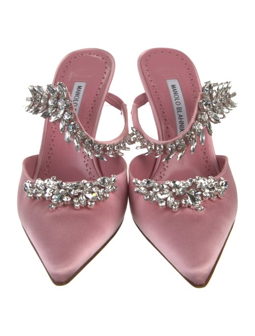 Manolo Blahnik Velvet Crystal Embellishments Mules