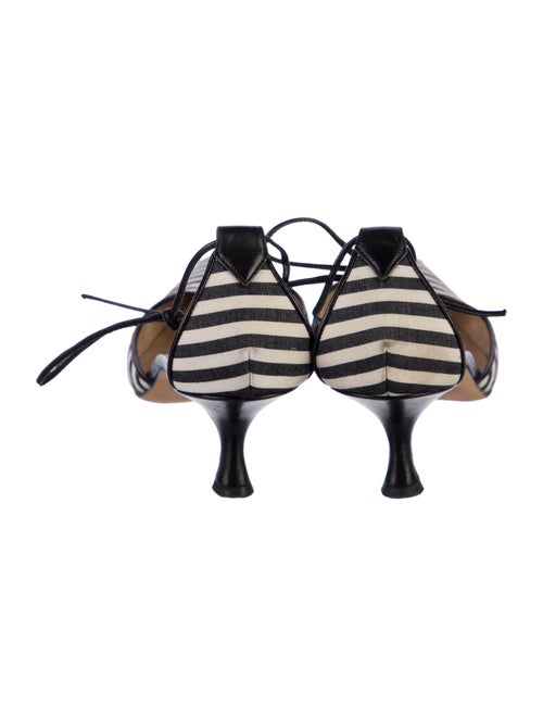 Manolo Blahnik Striped T-Strap Pumps