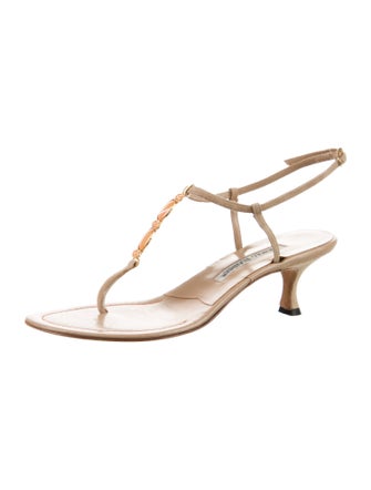 Manolo Blahnik Leather T-Strap Sandals