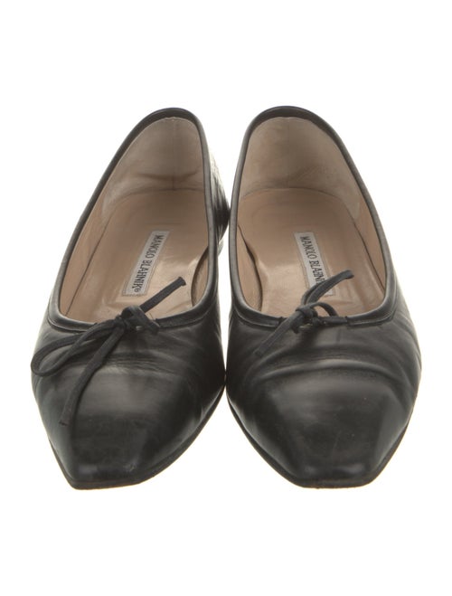 Manolo Blahnik Leather Bow Accents Ballet Flats