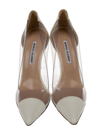 Manolo Blahnik PVC Leather Trim Embellishment D'Orsay Pumps