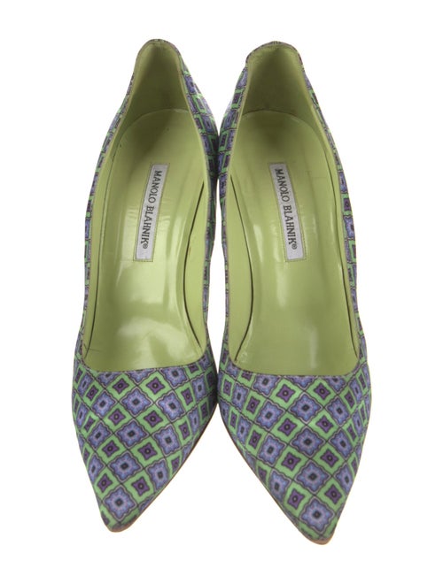 Manolo Blahnik Satin Printed Pumps