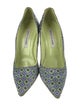 Manolo Blahnik Satin Printed Pumps