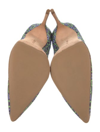 Manolo Blahnik Satin Printed Pumps
