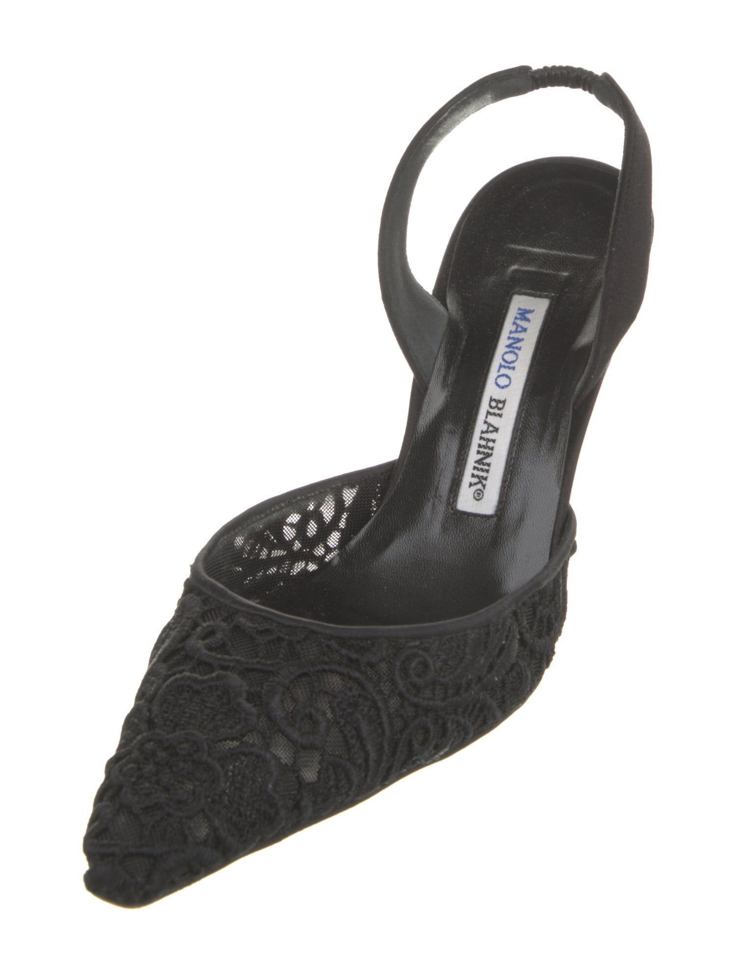 Manolo Blahnik Lace Lace Trim Embellishment Slingback Pumps