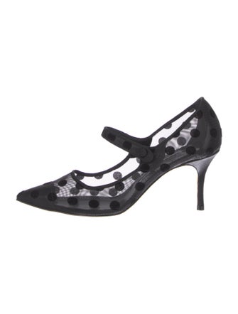 Manolo Blahnik Mesh Grosgrain Trim Pumps