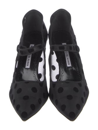 Manolo Blahnik Mesh Grosgrain Trim Pumps