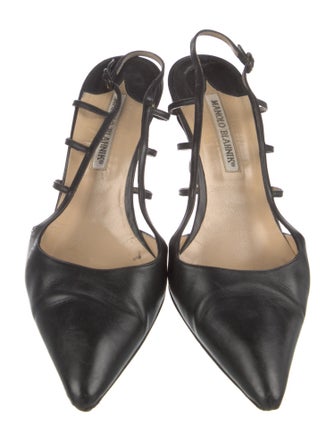 Manolo Blahnik Leather Slingback Pumps