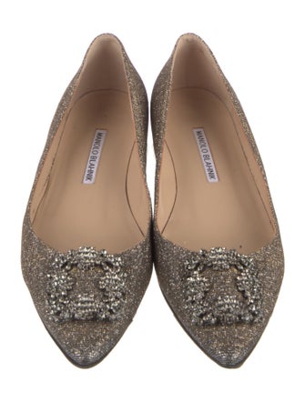 Manolo Blahnik Glitter Crystal Embellishments Flats