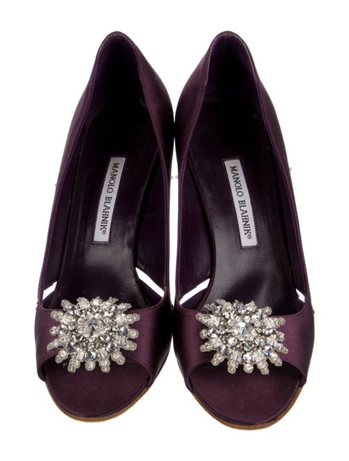 Manolo Blahnik Velvet Crystal Embellishments Pumps