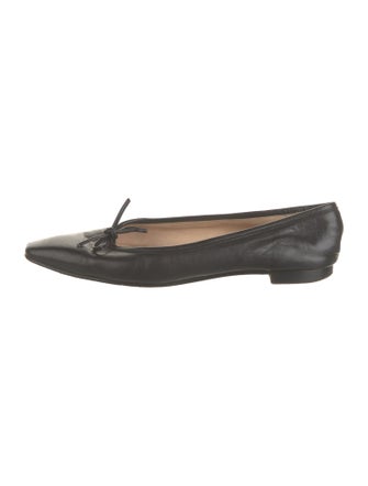 Manolo Blahnik Leather Bow Accents Ballet Flats