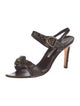 Manolo Blahnik Leather Crystal Embellishments Slingback Sandals