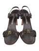 Manolo Blahnik Leather Crystal Embellishments Slingback Sandals