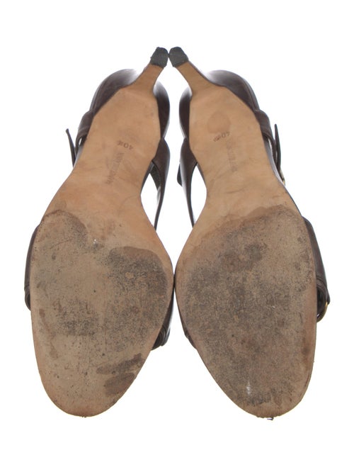 Manolo Blahnik Leather Crystal Embellishments Slingback Sandals