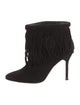 Manolo Blahnik Suede Fringe Trim Accent Boots