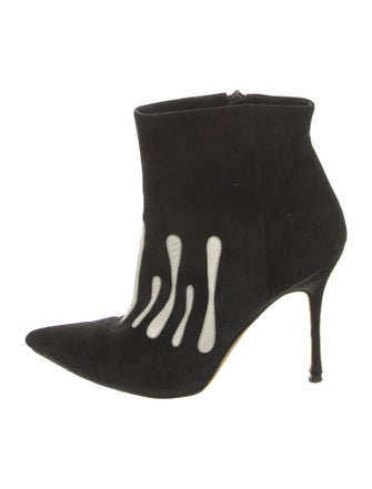 Manolo Blahnik Suede Colorblock Pattern Flats