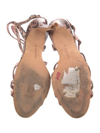 Manolo Blahnik Snakeskin Animal Print Slingback Sandals