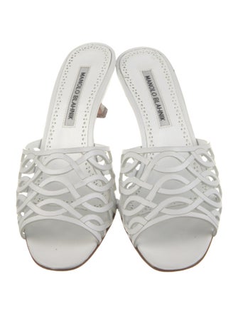Manolo Blahnik Leather Cutout Accent Slides