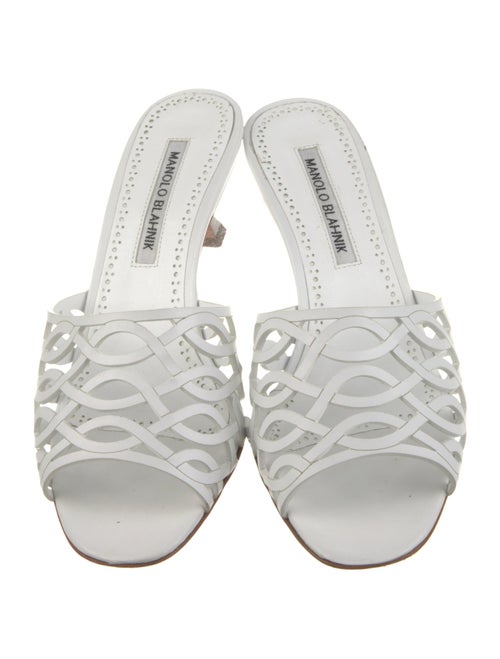 Manolo Blahnik Leather Cutout Accent Slides