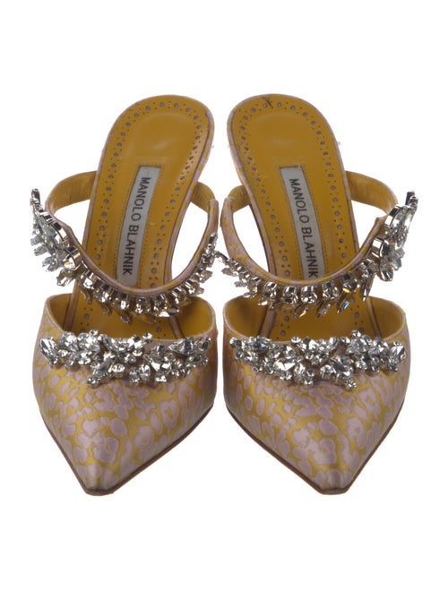 Manolo Blahnik Satin Patterned Mules