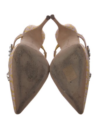 Manolo Blahnik Satin Patterned Mules