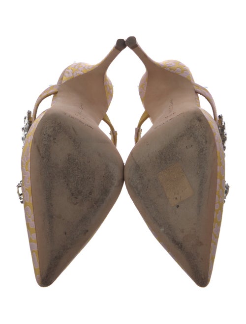 Manolo Blahnik Satin Patterned Mules