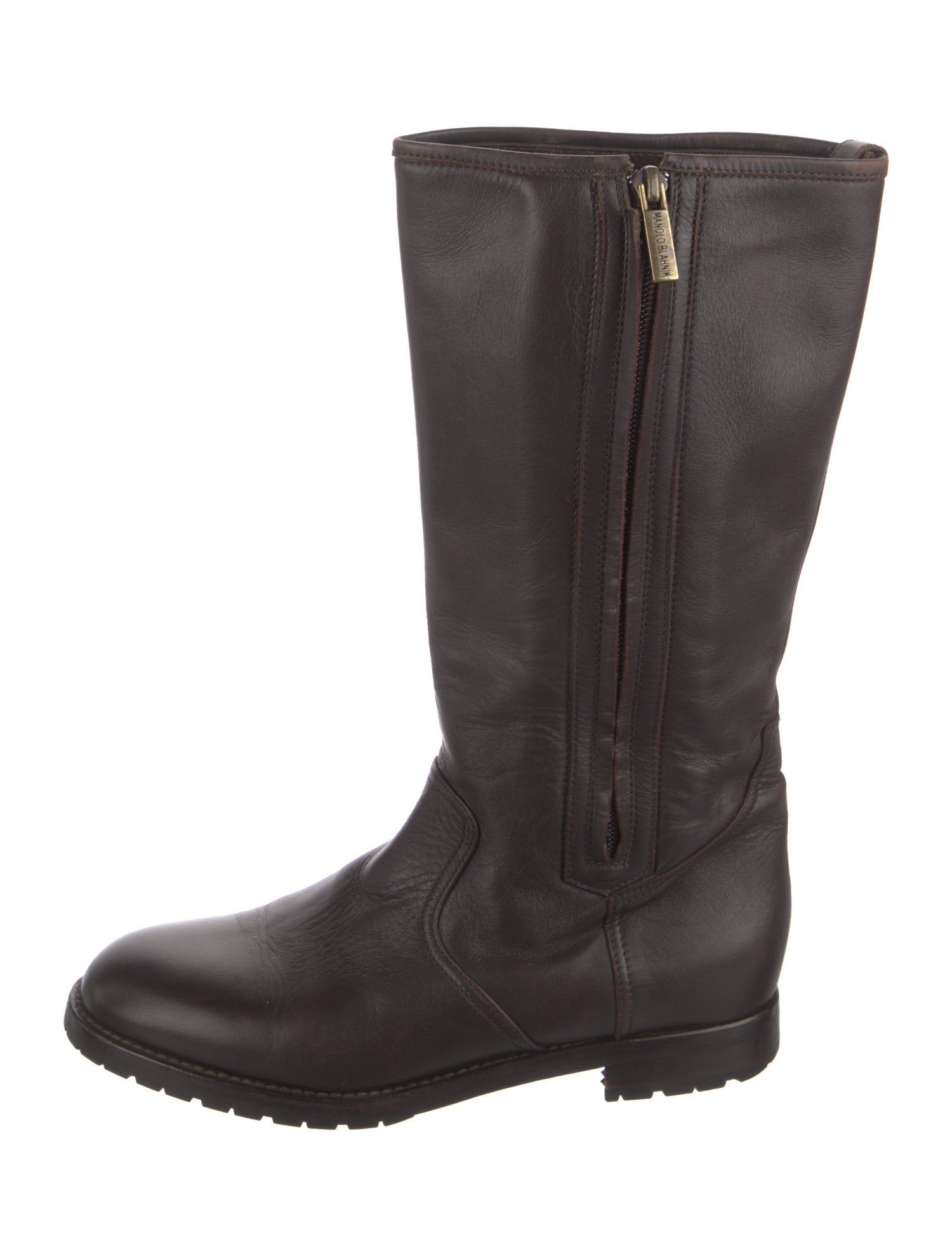 Manolo Blahnik Leather Moto Boots