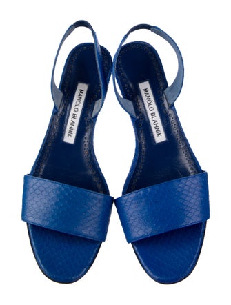 Manolo Blahnik Snakeskin Slingback Sandals
