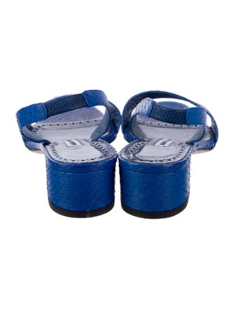Manolo Blahnik Snakeskin Slingback Sandals