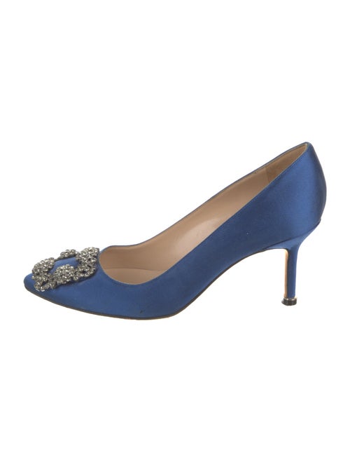 Manolo Blahnik Satin Crystal Embellishments Pumps