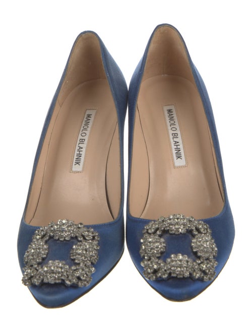 Manolo Blahnik Satin Crystal Embellishments Pumps