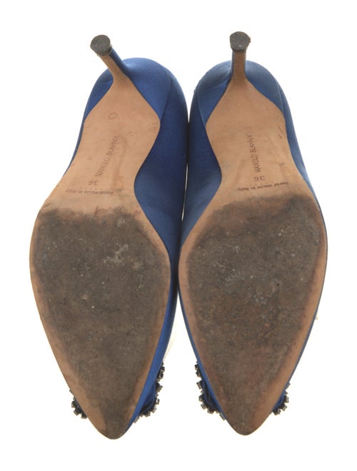Manolo Blahnik Satin Crystal Embellishments Pumps