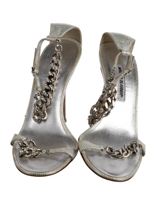 Manolo Blahnik Lizard Chain-Link Accents Sandals