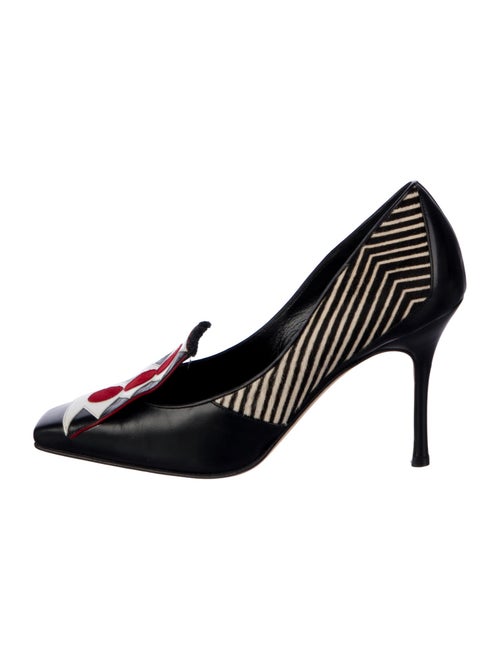 Manolo Blahnik Leather Striped Pumps