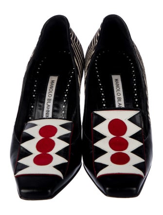 Manolo Blahnik Leather Striped Pumps