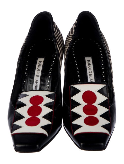 Manolo Blahnik Leather Striped Pumps