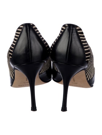 Manolo Blahnik Leather Striped Pumps