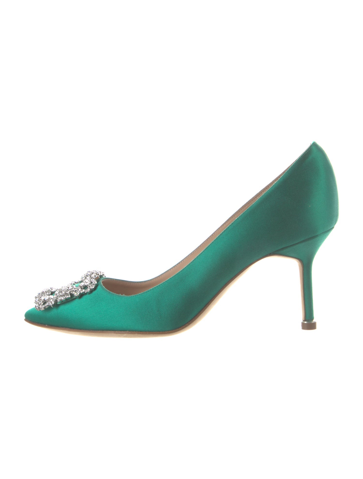 Manolo Blahnik Satin Crystal Embellishments Pumps