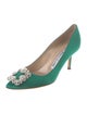 Manolo Blahnik Satin Crystal Embellishments Pumps