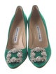 Manolo Blahnik Satin Crystal Embellishments Pumps
