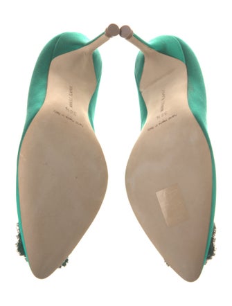 Manolo Blahnik Satin Crystal Embellishments Pumps