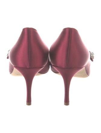 Manolo Blahnik Satin Crystal Embellishments Pumps