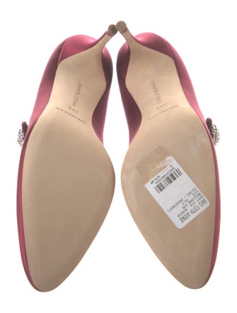 Manolo Blahnik Satin Crystal Embellishments Pumps